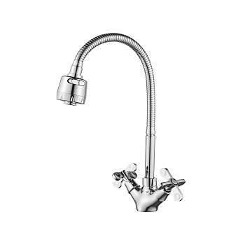 Смеситель Rossinka RS42-75 для кухни с гибким изливом, хром