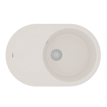 Мойка кухонная Lemark LACHA 760 врезная овальная с крылом из кварцгранита, жасмин 