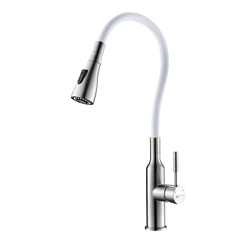 Смеситель Lemark Эксперт LM5082S-White для кухни с гибким изливом, матовый/белый