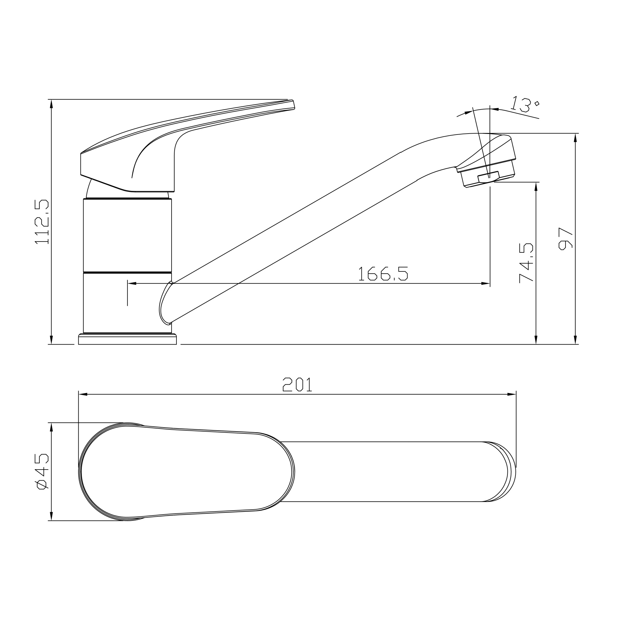 Смеситель Rossinka RS45-22 для раковины с поворотным изливом, хром