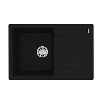 Мойка кухонная Lemark IMANDRA 760 врезная прямоугольная с крылом из кварцгранита, антрацит 