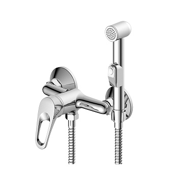 Смеситель DECOROOM DR21058 одноручный с гигиеническим душем, хром