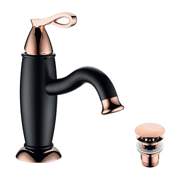 Смеситель Lemark Prime LM6106BRG для раковины , черный/розовое золото