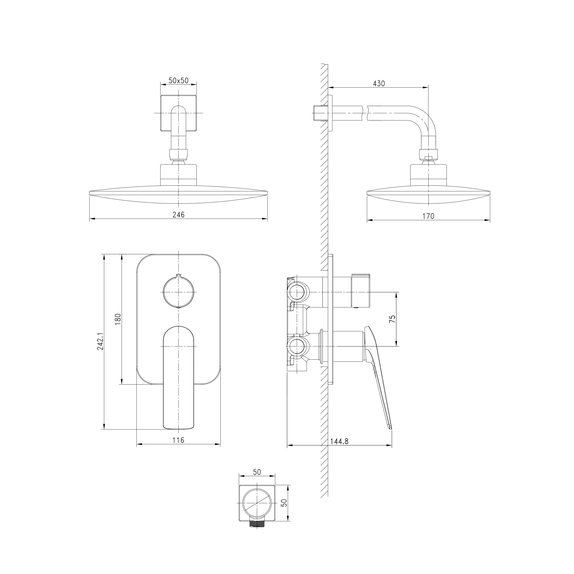 Смеситель Lemark Allegro LM5929CW для душа, встраиваемый, хром/белый