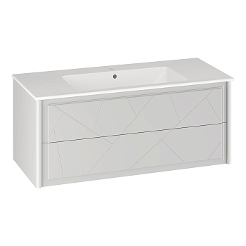 Тумба OPADIRIS Луиджи 120, белый матовый, подвесная, вар. 2 (под раковину CeraStyle Ibiza 121)