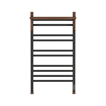 Полотенцесушитель электрический OPADIRIS Лоренцо OS41359BN с полкой, черный матовый/светлый орех
