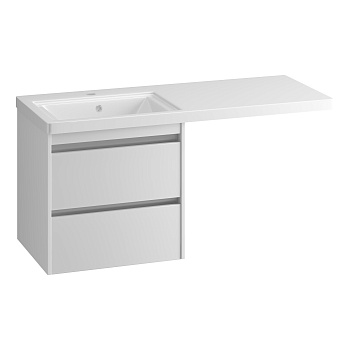 Тумба OPADIRIS Фреш 56, белый/белое стекло, вар. 2 (под раковины Эстет Даллас 120 левая/правая)