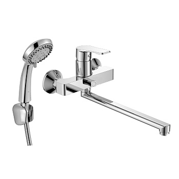 Смеситель DECOROOM DR23043 одноручный для ванны универсальный с поворотным изливом 300 мм, хром