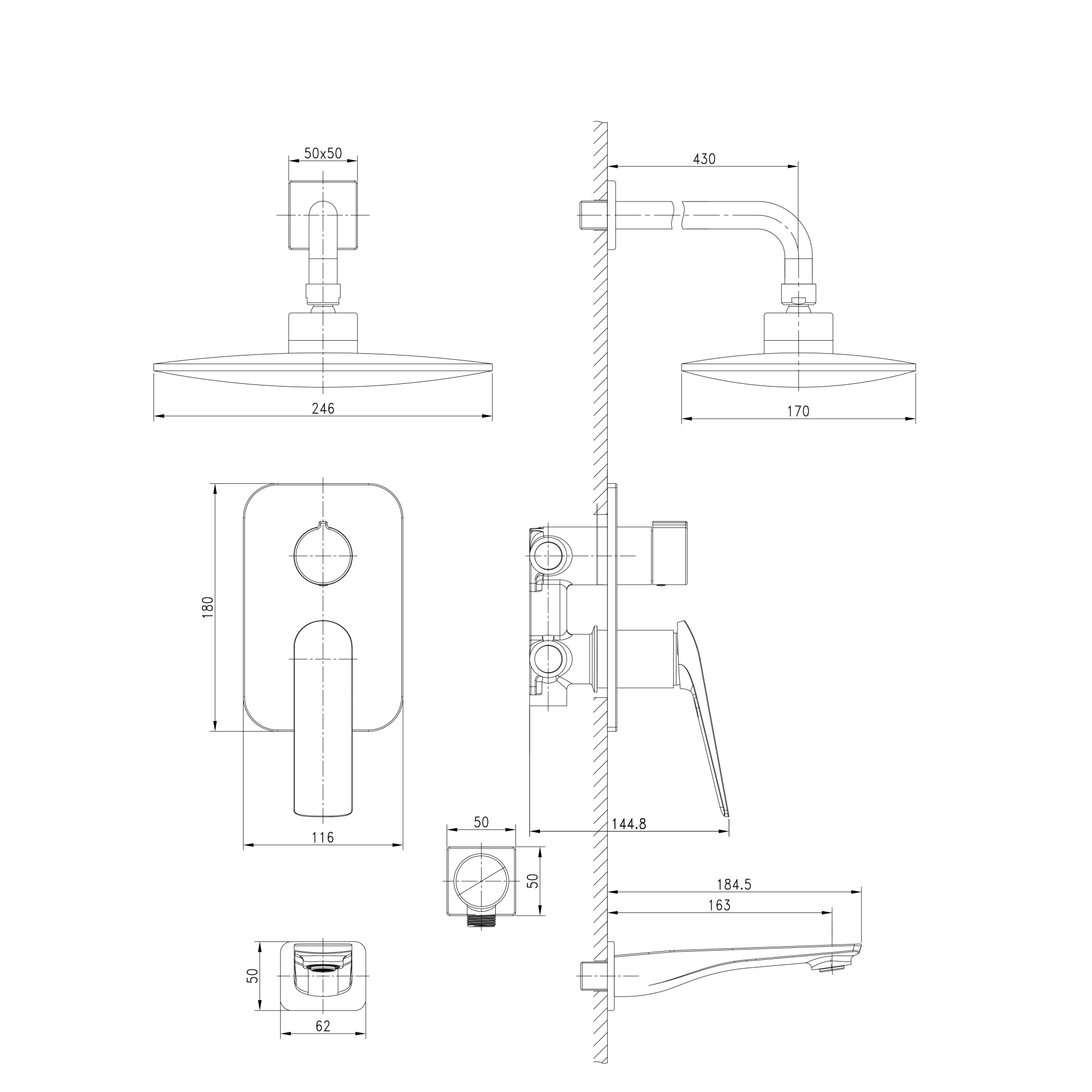 Смеситель Lemark Allegro LM5922CW для ванны и душа, встраиваемый, хром/белый