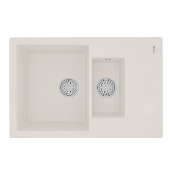 Мойка кухонная Lemark RAMZA 760 врезная прямоугольная с доп.чашей и крылом из кварцгранита, жасмин 