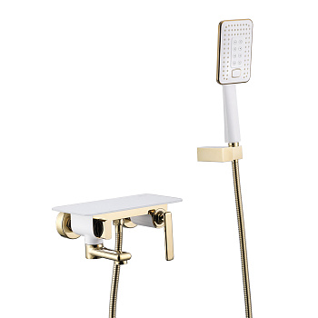 Смеситель Lemark Mista LM6414WG для ванны, белый/золото