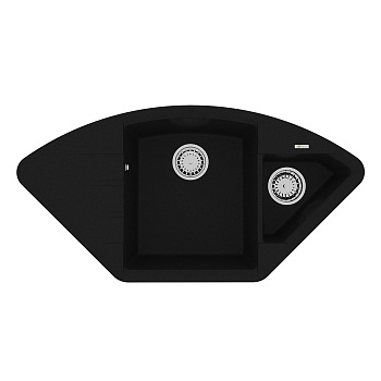 Мойка кухонная Lemark IRKANA 980 врезная угловая с доп. чашей и крылом из кварцгранита, антрацит 