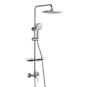 Смеситель Rossinka RS29-45 для душа с регулируемой высотой штанги и лейкой "Тропический дождь", хром